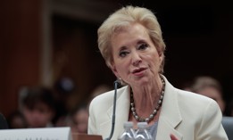 Education Secretary Linda McMahon testifies before a Senate panel on Capitol Hill on June 3, 2025. Congressional Democrats asked her in a letter to commit to cooperating with an inspector general investigation. 